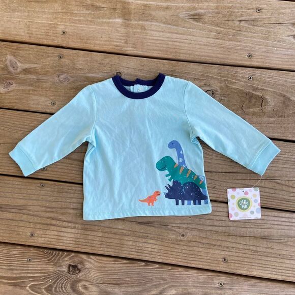 NEW Little Me Light Blue Dinosaur Tee 9M - Picture 1 of 3